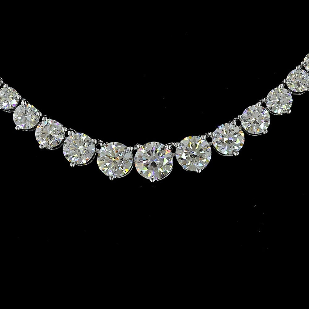 14K White Gold 16.5" Graduated Riviera Necklace with Lab-Grown Round Brilliant Diamonds - 5.14 Carats Total Diamond Weight, E-F Color, VS Clarity - Covaloro Fine Jewelry