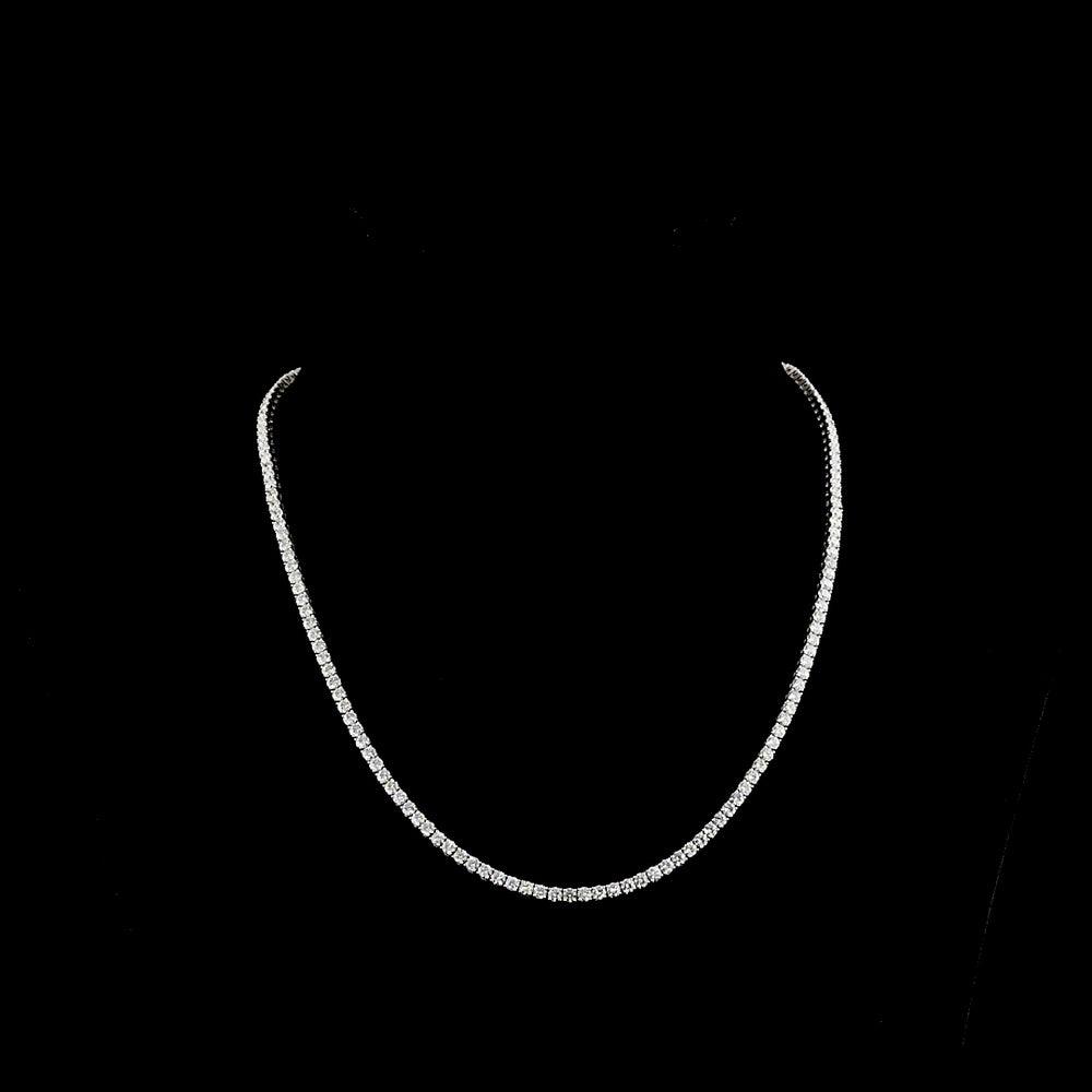 14K White Gold 16.5" Tennis Necklace with 161 Prong-Set Round Lab Diamonds - E-F Color, VS Clarity - 10.60 Carat Total Diamond Weight - Covaloro Fine Jewelry