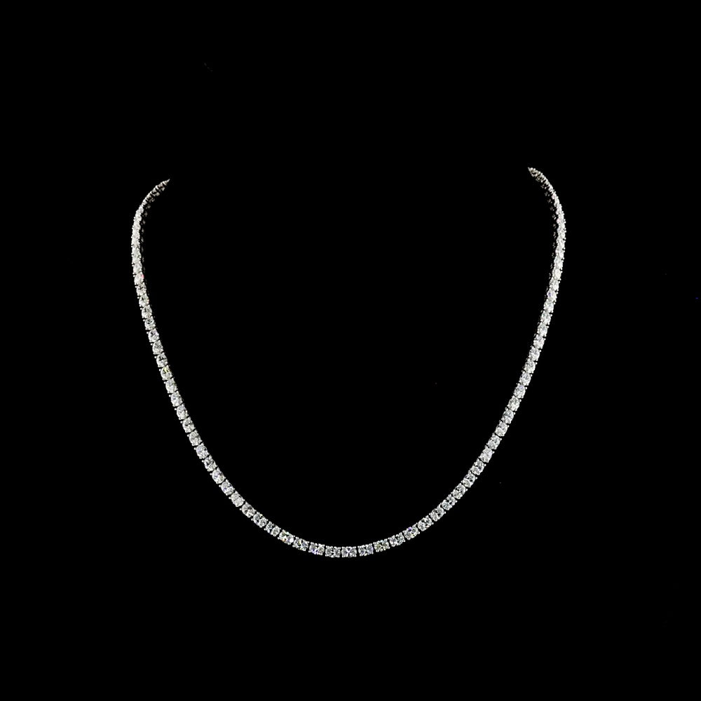 14K White Gold 16.5" Tennis Necklace with East-West Oval Cut Lab Diamonds - 11.47 Carats Total Diamond Weight, E-F Color VS Clarity - Covaloro Fine Jewelry