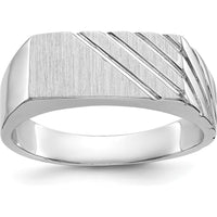 14K White Gold 16.5x7.5mm Men's Signet Ring with Polished & Brushed Finish by Oro Pregiato