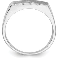 14K White Gold 16.5x7.5mm Men's Signet Ring with Polished & Brushed Finish by Oro Pregiato