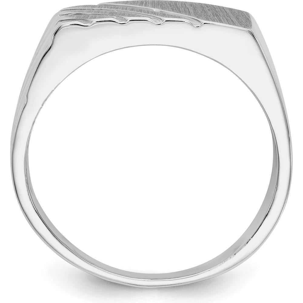 14K White Gold 16.5x7.5mm Men's Signet Ring with Polished & Brushed Finish by Oro Pregiato