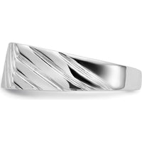 14K White Gold 16.5x7.5mm Men's Signet Ring with Polished & Brushed Finish by Oro Pregiato