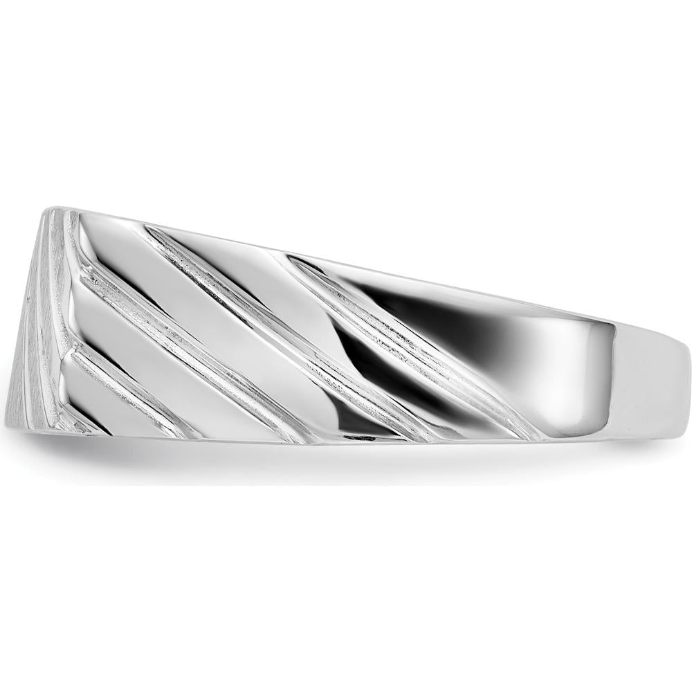 14K White Gold 16.5x7.5mm Men's Signet Ring with Polished & Brushed Finish by Oro Pregiato