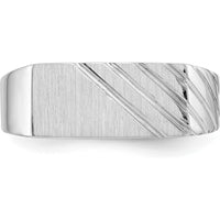 14K White Gold 16.5x7.5mm Men's Signet Ring with Polished & Brushed Finish by Oro Pregiato