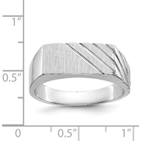 14K White Gold 16.5x7.5mm Men's Signet Ring with Polished & Brushed Finish by Oro Pregiato