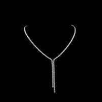 14K White Gold 16.77 Carat Lariat Necklace with Oval Cut Lab Diamonds in Prong Setting - E-F Color, VS Clarity - Covaloro Fine Jewelry