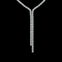 14K White Gold 16.77 Carat Lariat Necklace with Oval Cut Lab Diamonds in Prong Setting - E-F Color, VS Clarity - Covaloro Fine Jewelry