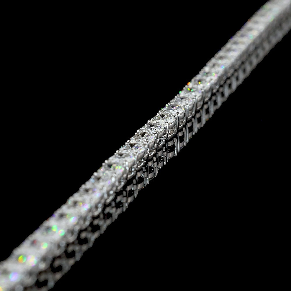 14K White Gold 16.77 Carat Lariat Necklace with Oval Cut Lab Diamonds in Prong Setting - E-F Color, VS Clarity - Covaloro Fine Jewelry