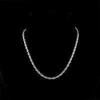 14K White Gold 16.95 Carat East-West Moval Cut Lab Diamond Tennis Necklace with Brilliant Accents - E-F VS1 - Covaloro Fine Jewelry