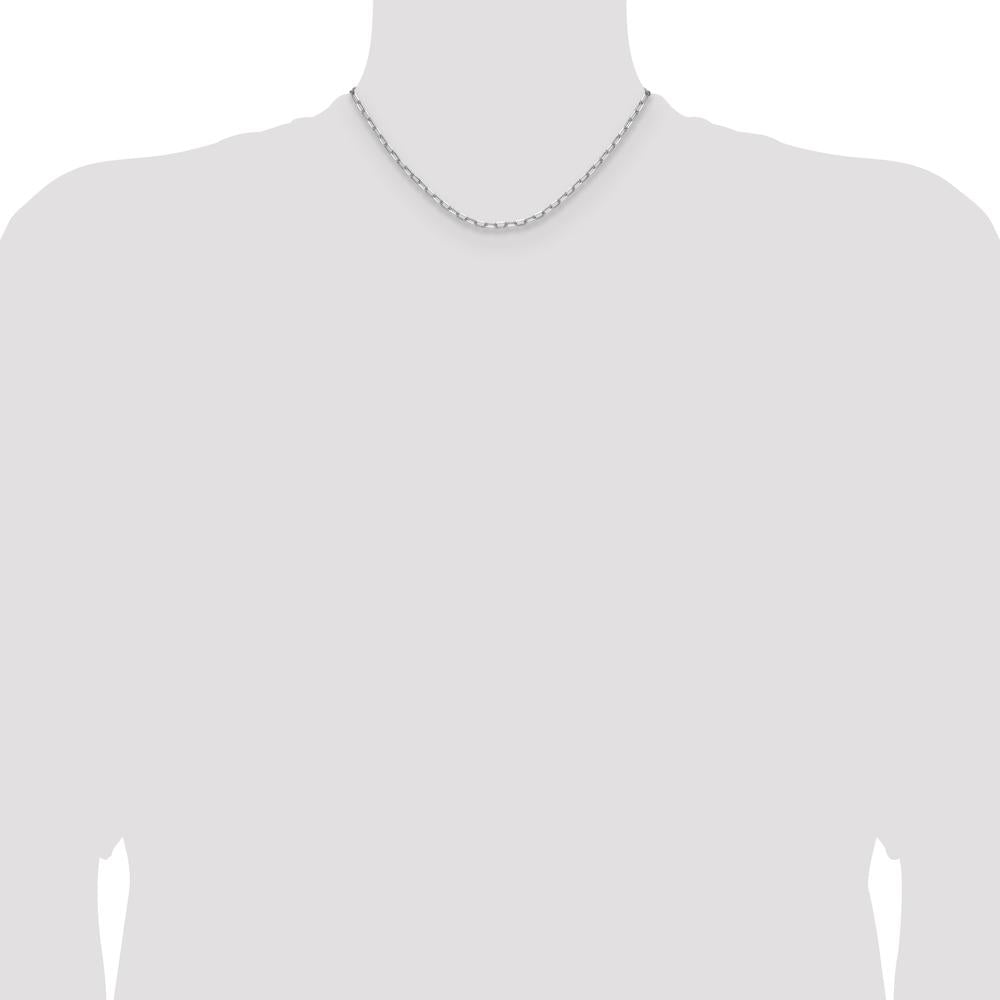 14K White Gold 16" Beveled Paperclip Chain Necklace - 3.0mm Width, Polished Finish by Oro Pregiato