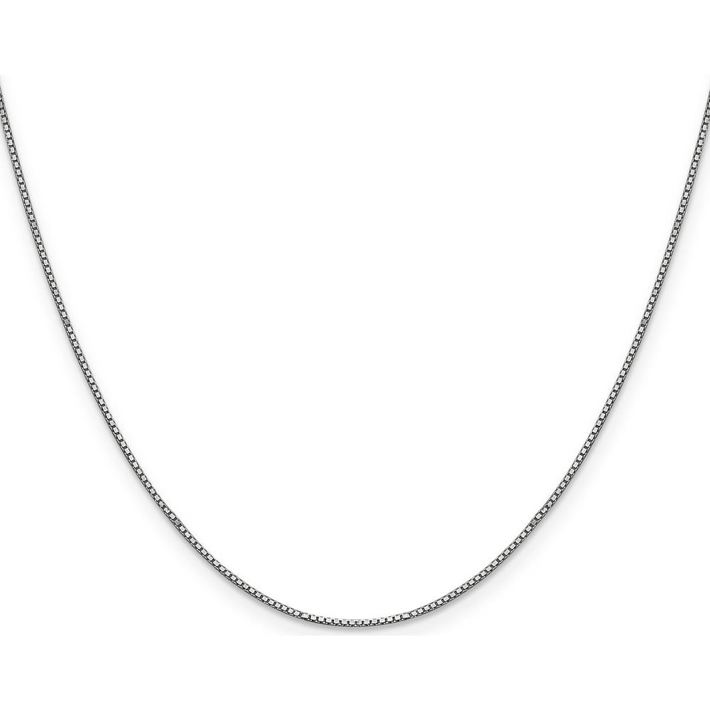 14K White Gold 16" Box Chain Necklace with Lobster Clasp - Rhodium Plated, 0.9mm Width by Oro Pregiato