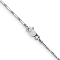 14K White Gold 16" Box Chain Necklace with Lobster Clasp - Rhodium Plated, 0.9mm Width by Oro Pregiato