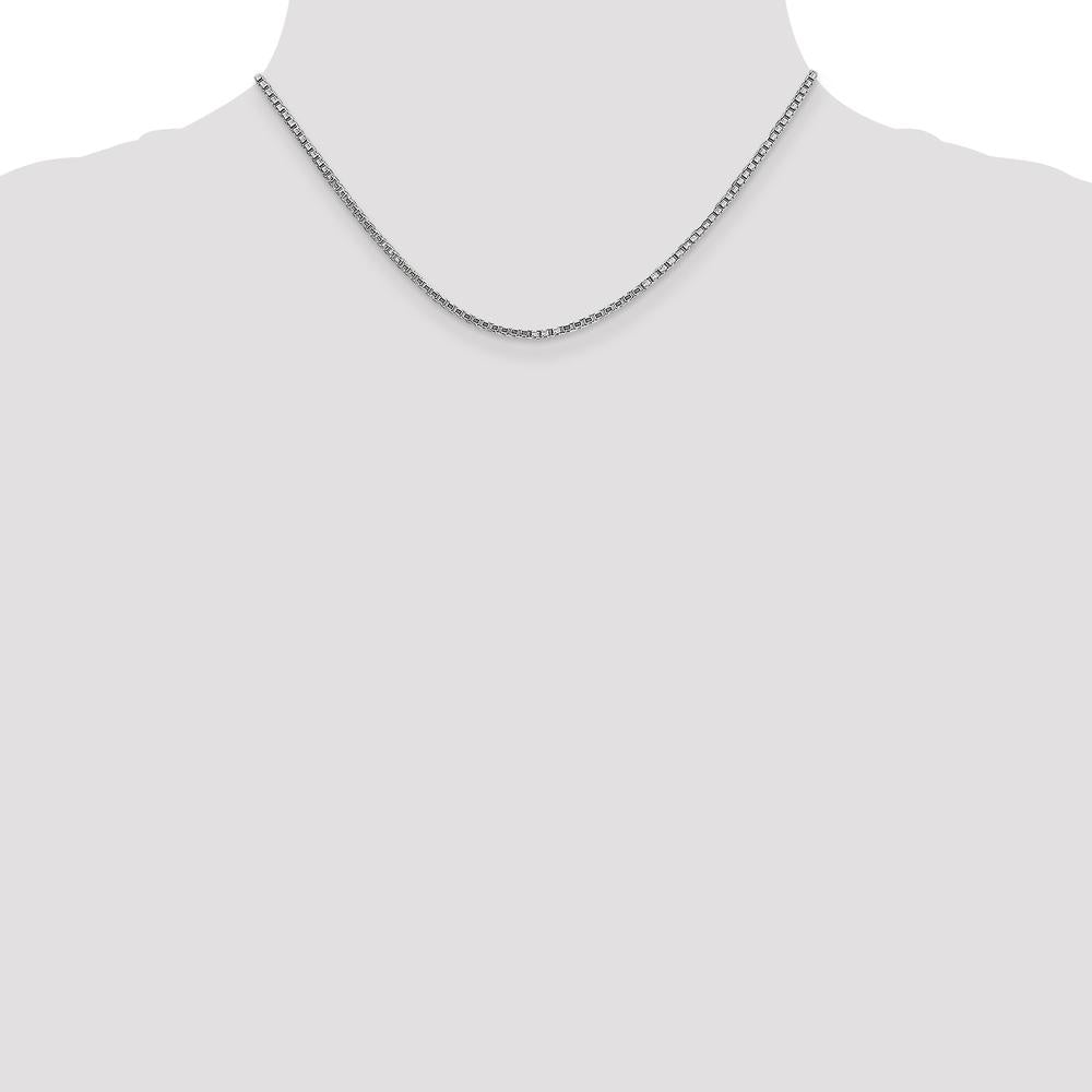 14K White Gold 16" Box Chain with Lobster Clasp - 1.9mm Width by Oro Pregiato