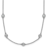 14K White Gold 16" Cable Chain Necklace with 7/8 Carat Bezel-set Diamonds by Oro Pregiato