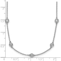 14K White Gold 16" Cable Chain Necklace with 7/8 Carat Bezel-set Diamonds by Oro Pregiato