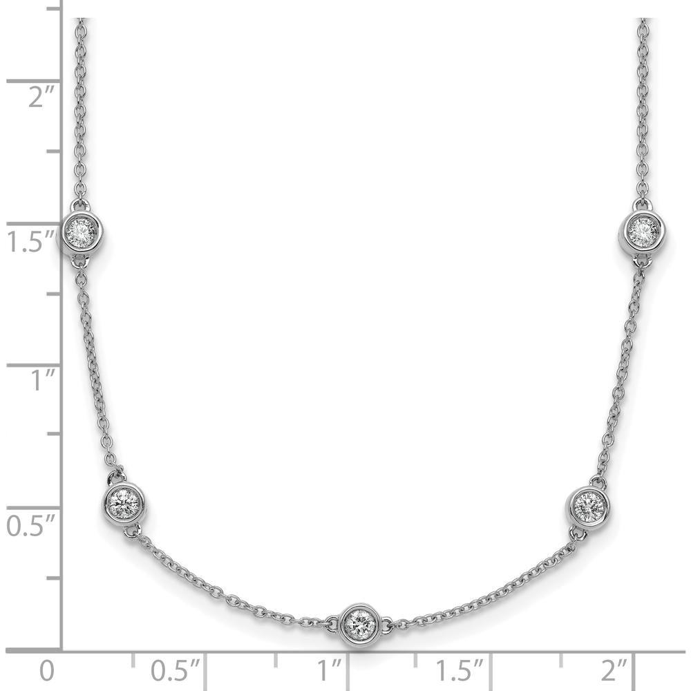 14K White Gold 16" Cable Chain Necklace with 7/8 Carat Bezel-set Diamonds by Oro Pregiato