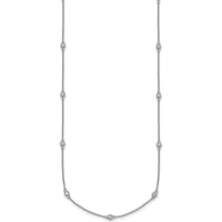 14K White Gold 16" Cable Chain Necklace with Bezel-Set Diamonds - 1/5 Carat Total Diamond Weight by Oro Pregiato