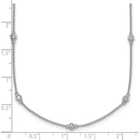 14K White Gold 16" Cable Chain Necklace with Bezel-Set Diamonds - 1/5 Carat Total Diamond Weight by Oro Pregiato