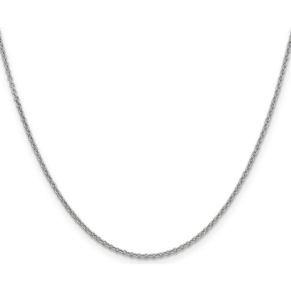 14K White Gold 16" Cable Link Chain Necklace with Lobster Clasp - Rhodium Plated Polished Finish by Oro Pregiato