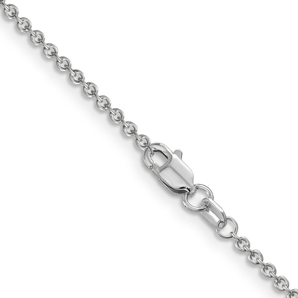 14K White Gold 16" Cable Link Chain Necklace with Lobster Clasp - Rhodium Plated Polished Finish by Oro Pregiato