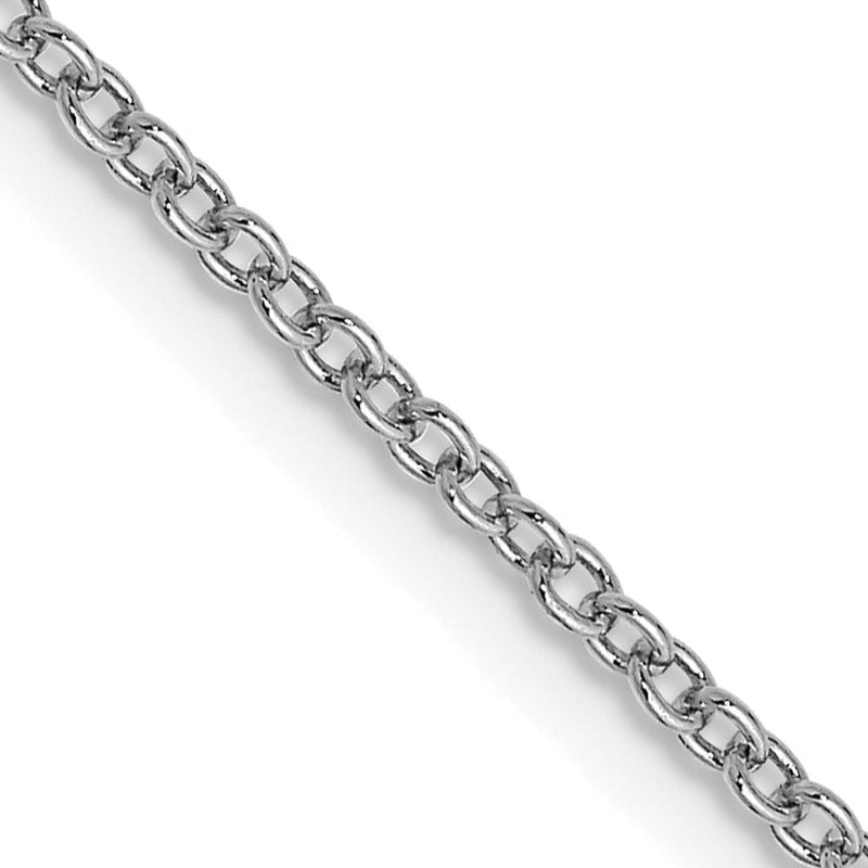 14K White Gold 16" Cable Link Chain with Lobster Clasp - Polished Finish by Oro Pregiato
