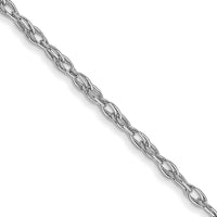 14K White Gold 16" Cable Rope Chain with Rhodium Plating and Spring Ring Clasp