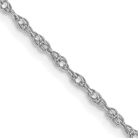 14K White Gold 16" Cable Rope Chain with Spring Ring Clasp