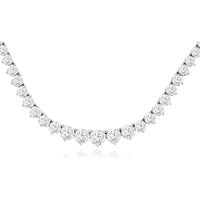 14K White Gold 16 Carat Lab Grown Diamond Tennis Necklace with Prong Set Round Brilliant Diamonds - Royal Jewelry