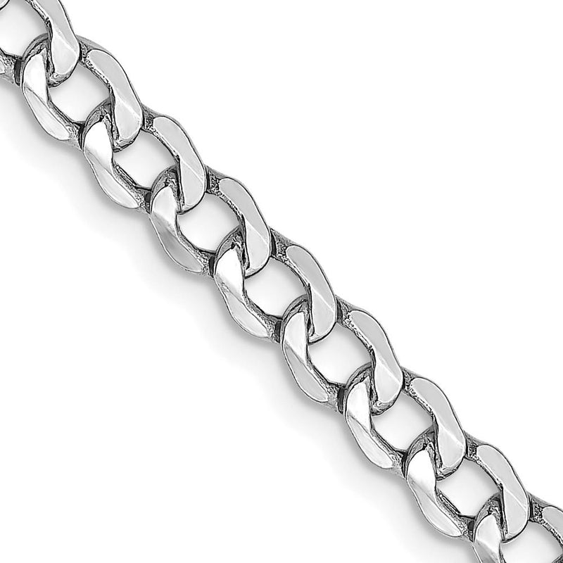 14K White Gold 16" Curb Chain with Lobster Clasp - Semi-Solid Design by Oro Pregiato