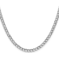 14K White Gold 16" Curb Chain with Lobster Clasp - Semi-Solid Design by Oro Pregiato