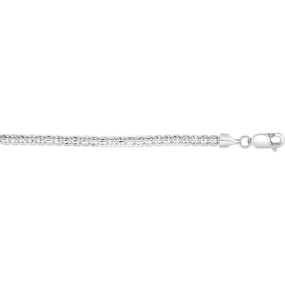14K White Gold 16" Diamond-Cut 3.3mm Fancy Ice Chain Necklace by Orozza Fine Jewelry