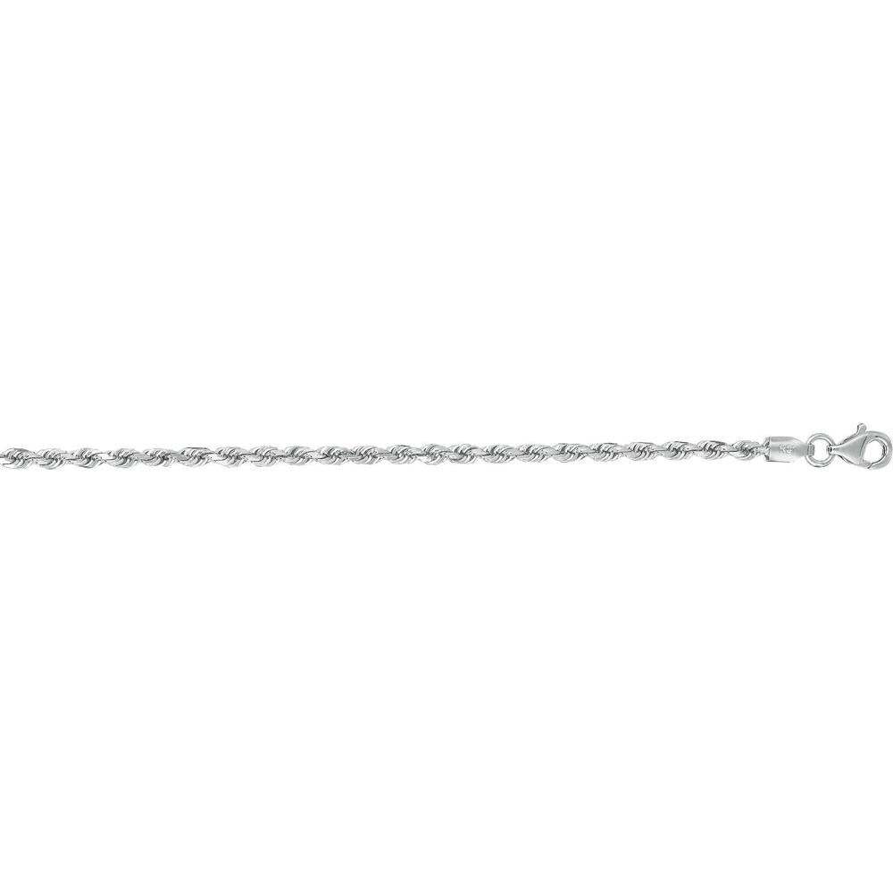 14K White Gold 16" Diamond Cut Rope Chain - 2.5mm Width by Orozza Fine Jewelry