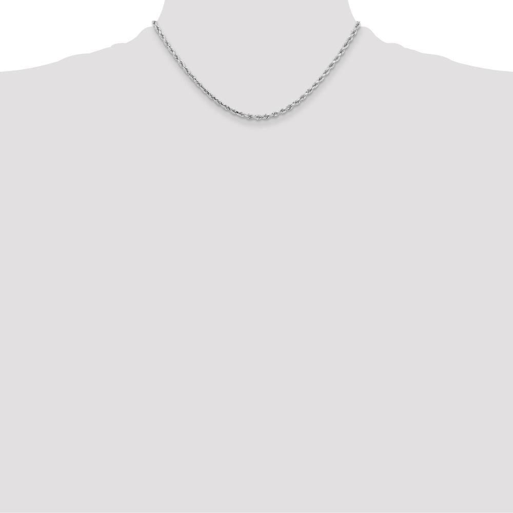 14K White Gold 16" Diamond-Cut Rope Chain Necklace - 3.25mm Width with Lobster Clasp