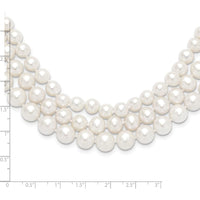 14K White Gold 16" Freshwater Cultured Pearl 3-Strand Necklace - 8-9mm Near-Round Pearls by Monteluci Fine Jewelry