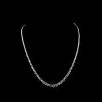 14K White Gold 16" Graduated Riviera Necklace with 183 Lab-Grown Round Diamonds - 12.16 Carats Total Diamond Weight - Covaloro Fine Jewelry
