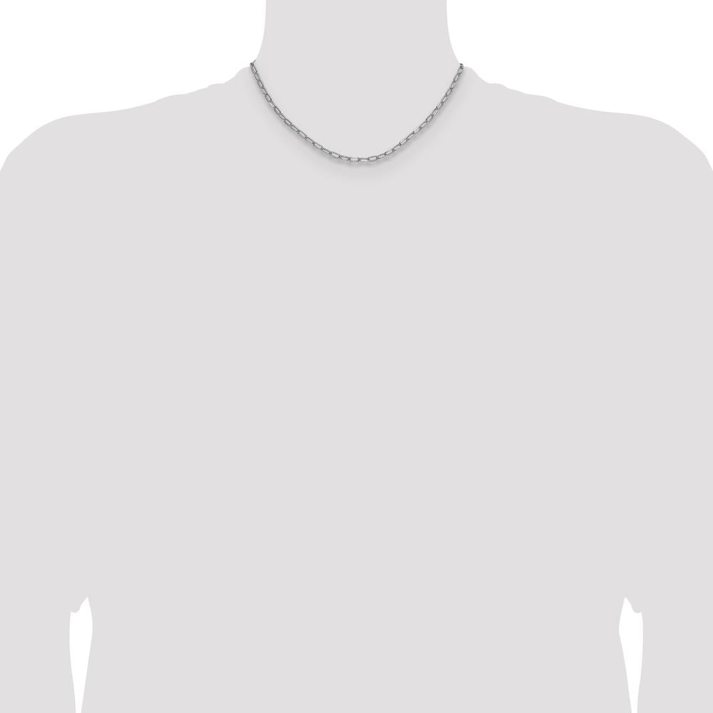 14K White Gold 16-Inch Beveled Paperclip Chain with Lobster Clasp by Oro Pregiato