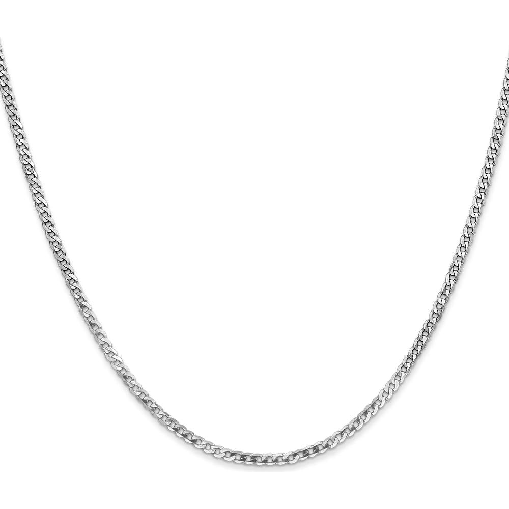 14K White Gold 16-Inch Flat Beveled Curb Chain - Polished Finish by 0