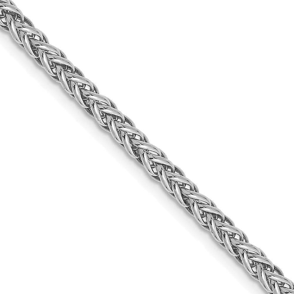 14K White Gold 16-Inch Semi-Solid 3-Wire Wheat Chain - 2.6mm Width by Oro Pregiato