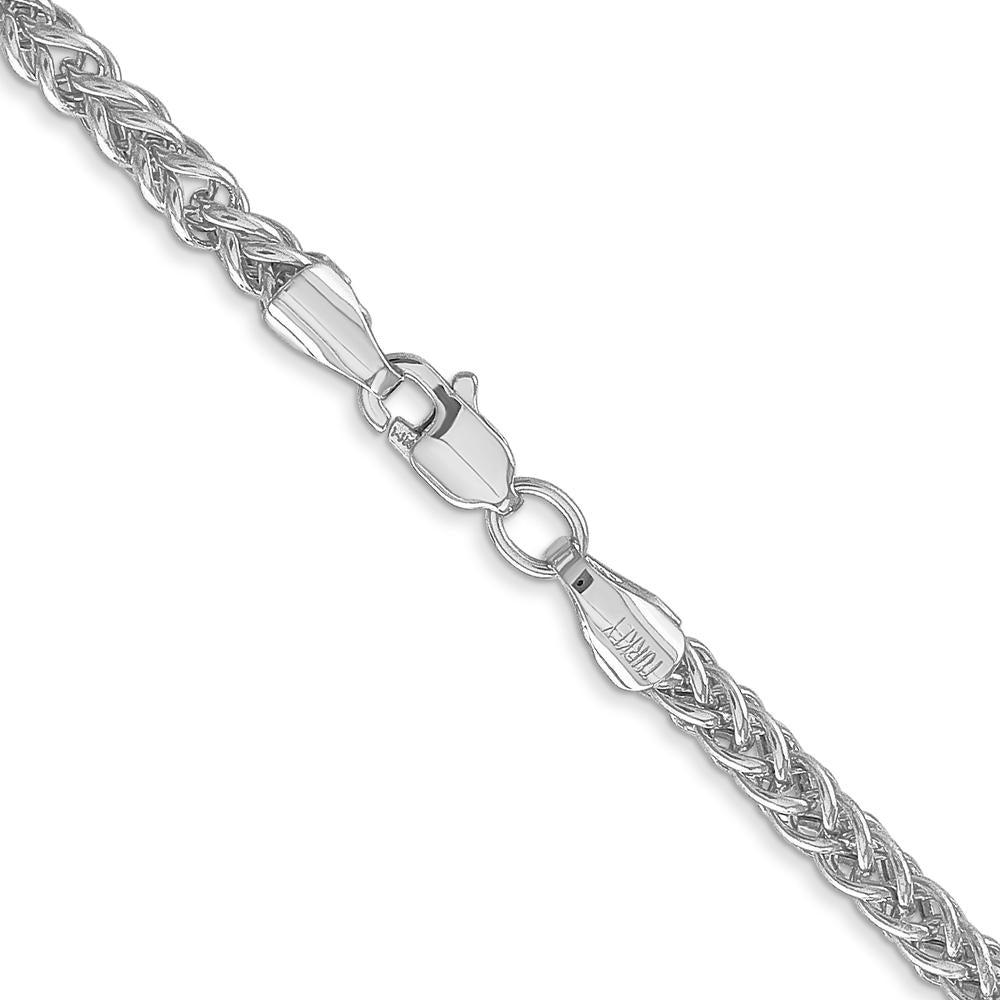 14K White Gold 16-Inch Semi-Solid 3-Wire Wheat Chain - 2.6mm Width by Oro Pregiato