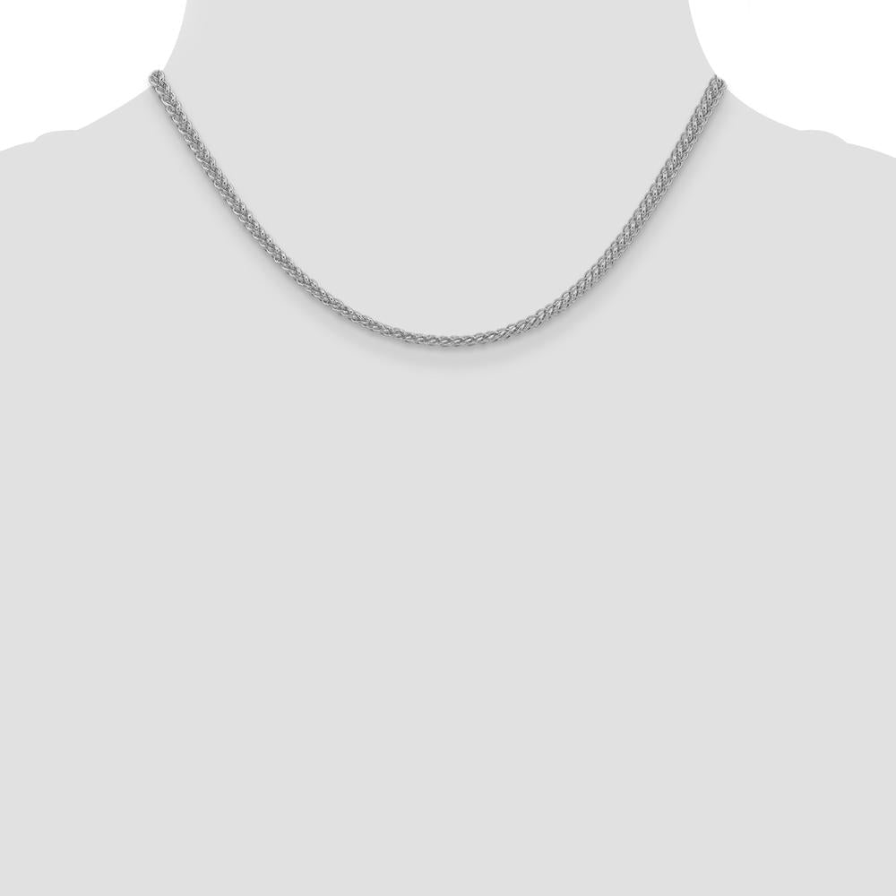 14K White Gold 16-Inch Semi-Solid 3-Wire Wheat Chain - 2.6mm Width by Oro Pregiato