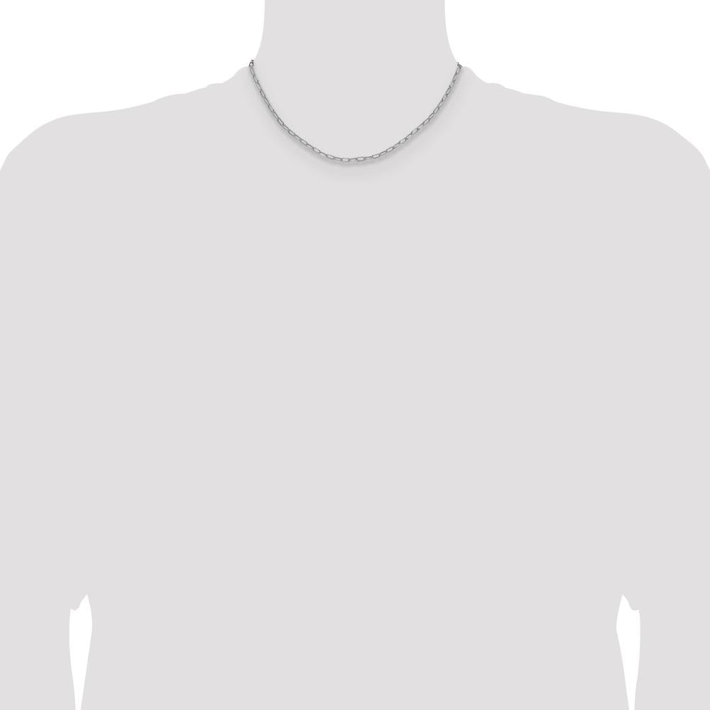 14K White Gold 16-inch Semi-Solid Beveled Paperclip Chain by Oro Pregiato