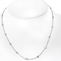 14K White Gold 16-Inch Station Necklace with 16 Diamonds - 2.07 Carat Total Diamond Weight