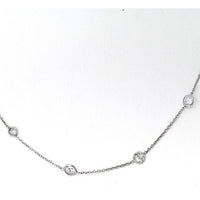 14K White Gold 16-Inch Station Necklace with 16 Diamonds - 2.07 Carat Total Diamond Weight