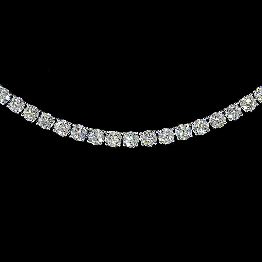 14K White Gold 16-Inch Tennis Necklace with 156 Round Brilliant Cut Lab Diamonds - 7.98 Carats Total Diamond Weight - Covaloro Fine Jewelry