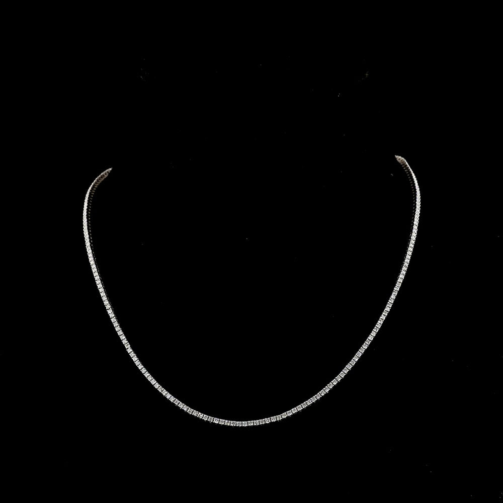 14K White Gold 16-Inch Tennis Necklace with 233 Prong-Set Round Lab Diamonds - 3.32 Total Carat Weight, E-F Color VS Clarity - Covaloro Fine Jewelry