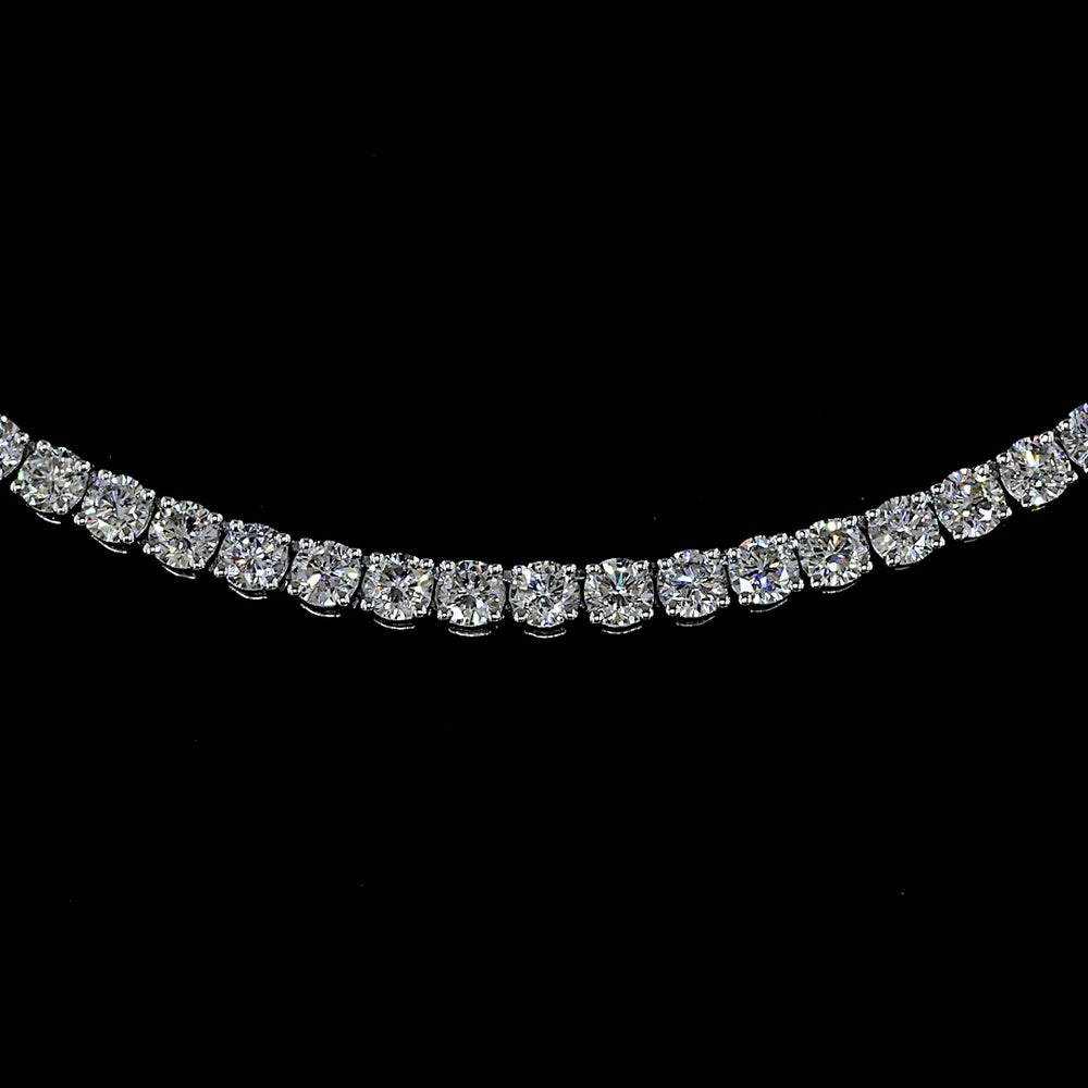 14K White Gold 16-Inch Tennis Necklace with 233 Prong-Set Round Lab Diamonds - 3.32 Total Carat Weight, E-F Color VS Clarity - Covaloro Fine Jewelry