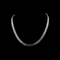 14K White Gold 16-Inch Tennis Necklace with East-West Half Bezel Set Baguette Lab Diamonds - 14.64 Carat Total Weight, E-F Color VS Clarity - Covaloro Fine Jewelry
