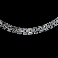 14K White Gold 16-Inch Tennis Necklace with East-West Half Bezel Set Baguette Lab Diamonds - 14.64 Carat Total Weight, E-F Color VS Clarity - Covaloro Fine Jewelry
