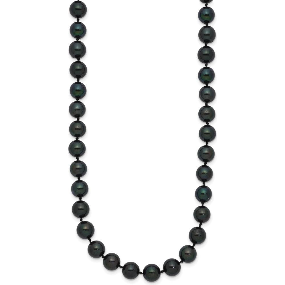 14K White Gold 16" Necklace with 7-8mm Black Akoya Pearls by Monteluci Fine Jewelry